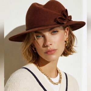 Frank Olive for Neiman Marcus Brown Wide Brim Winter Hat 21 1/2".